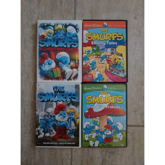 Lot Of 4 The Smurfs DVDs Movies Kids and Family Christmas True Blue Friends - Picture 1 of 1